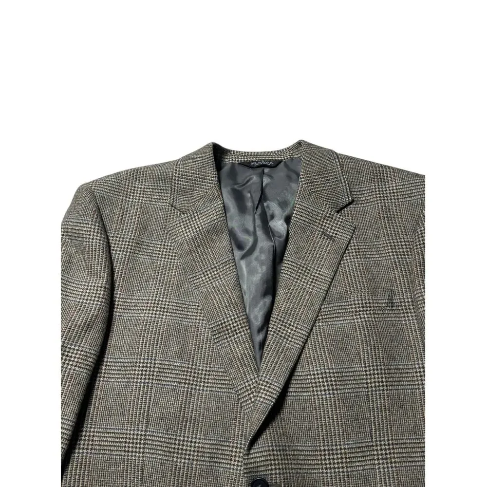 Jos. A. Bank Blazer Mens 44R Brown Gray Plaid Executive Sport Coat Camel Hair